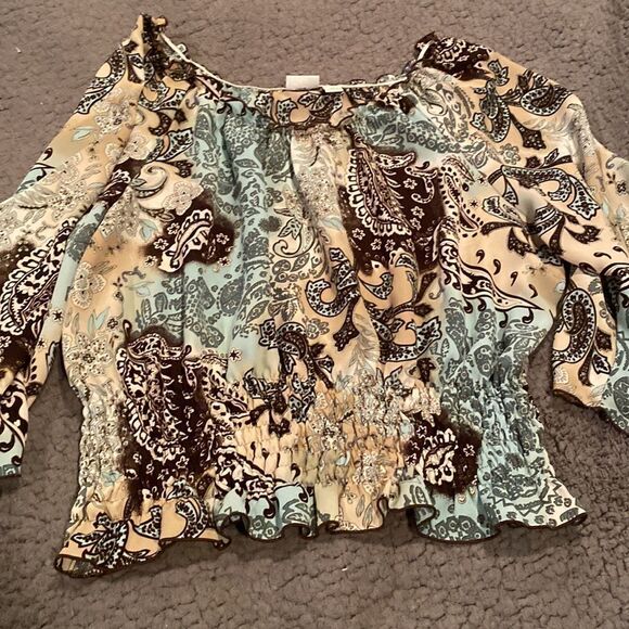 Cato Bell Sleeve Paisley Top Size XL long Sleeve - Picture 9 of 11
